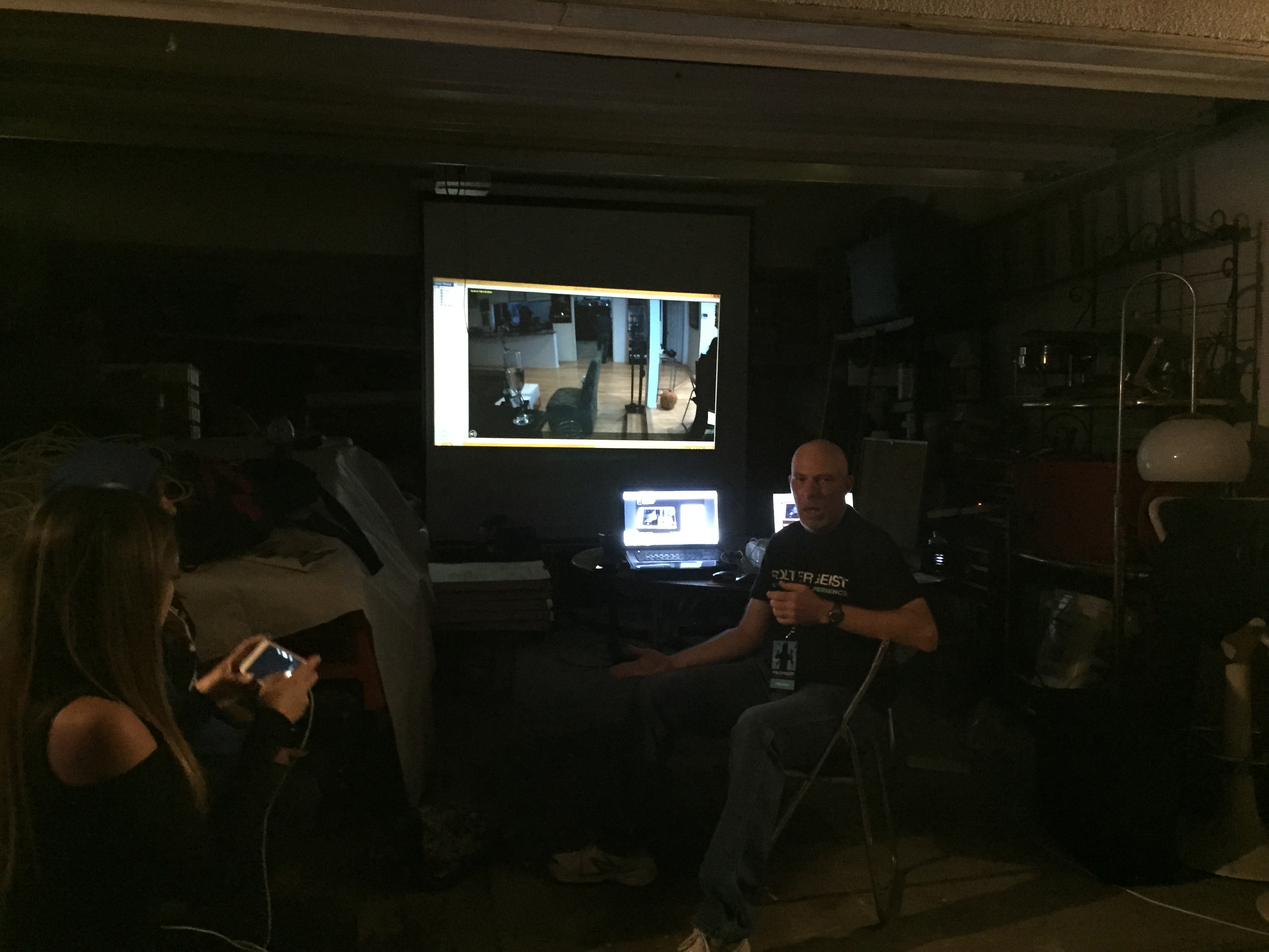 In the Oman House garage, people could watch footage to try and find evidence of ghosts. (Photo: Liz Ohanesian)
